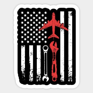 Airplane Mechanic Flag Sticker